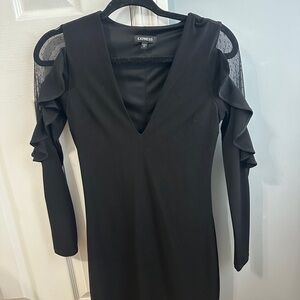 Express Elegant Black Long Sleeve Dress